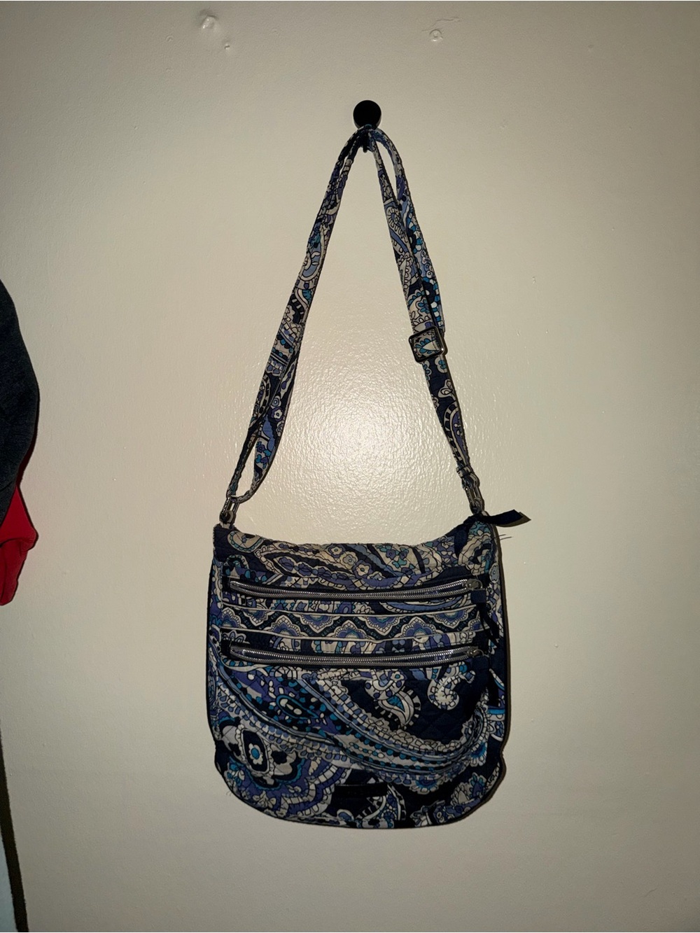 Vera Bradley Quilted Paisley Crossbody Shoulder Bag in Navy Blue